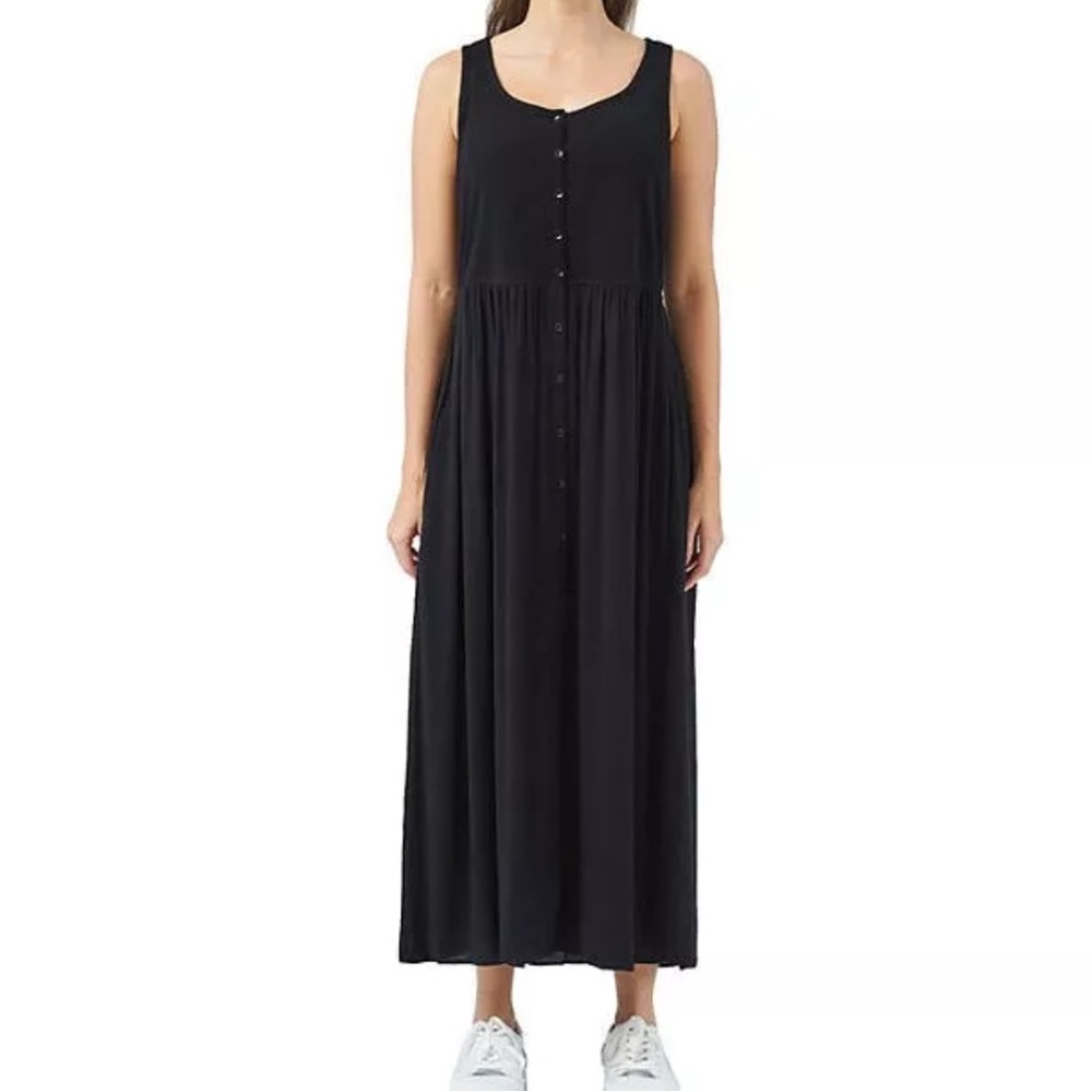 FRYE AND CO Black Sleeveless Buttoned Maxi Sundress